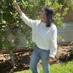 Play Nicely - Raglan Women's Cropped Crew Sweatshirt